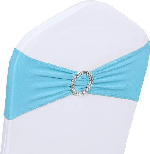 Miniatura 11 de Obstal 10 cintas elásticas de elastano para sillas de recepción de boda, bandas elásticas universales para silla con hebilla deslizante