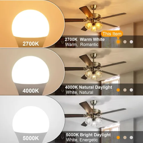 Miniatura 6 de Bombilla LED E26, luz blanca cálida de 2700 K, bombillas pequeñas equivalentes a 60 W, bombilla E26 para ventilador de techo, forma A15, 600 lm 120