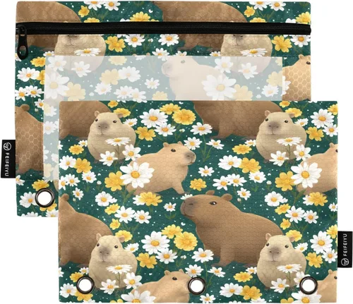 Miniatura 25 de Linda bolsa de lápices de bailarina para carpeta de 3 anillos, 2 bolsas para lápices con cremallera, estuche transparente con cremallera para Ballet