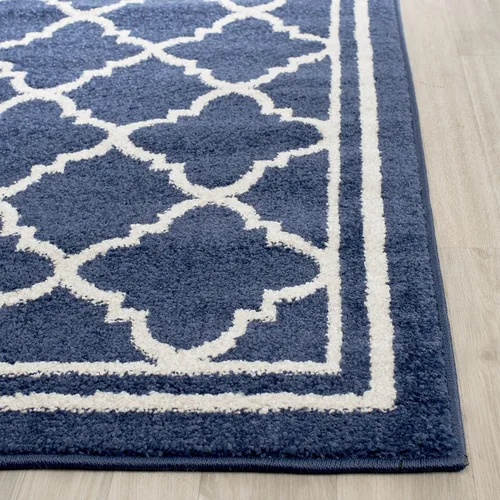Miniatura 4 de Safavieh Amherst Collection AMT422B - Alfombra para interiores y exteriores, color gris claro y beige Azul marino/beige