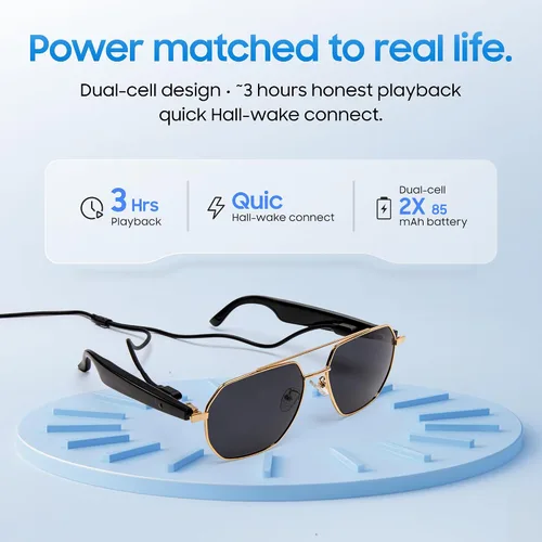 Miniatura 6 de LIMU Gafas de sol inteligentes Gen 5 AI – Gafas de sol inteligentes de diseño alemán con intérprete de IA en tiempo real, audio Bluetooth de oreja