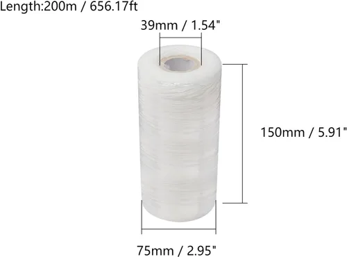 Miniatura 2 de 2 rollos de película elástica preestirada de 5.91 pulgadas x 656.2 ft/656.16 pies, plástico transparente para mudanza y embalaje, envoltura elástica