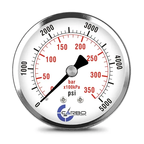 Miniatura 15 de Medidor de presión de 2-1/2 pulgadas, carcasa de acero cromado, seco, vacío compuesto -30 Hg - 0-15 psi montaje trasero 1/4 pulg. NPT