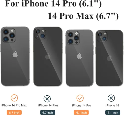 Miniatura 2 de Protector de lente de cámara compatible con iPhone 14 Pro/Max, funda de vidrio templado para anillo de cámara, resistente a roturas, resistente a