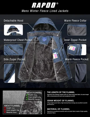Miniatura 3 de Chaqueta de esquí de invierno para hombre, chaqueta de lluvia impermeable a prueba de viento