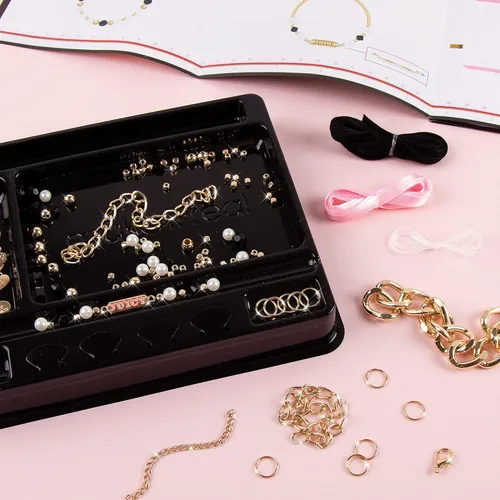 Miniatura 7 de Juicy Couture - Juego de pulseras de mini cadenas y dijes, juego de pulseras de amistad con cuentas, dijes y cuerdas, crea 5 pulseras, artes