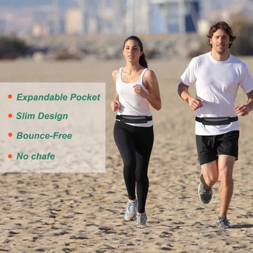 Miniatura 12 de Cangurera delgada para correr para hombres y mujeres, soporte para teléfono para correr, bolsa de cintura para entrenamiento, cinturón de dinero