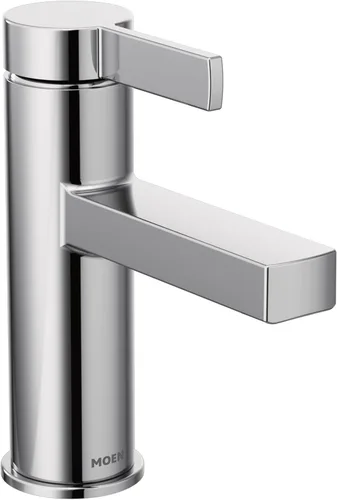 Moen Beric - Grifo moderno de baño con una sola manija, un solo agujero, cromado, con montaje de desagüe y cubierta de montaje opcional para su Cromo