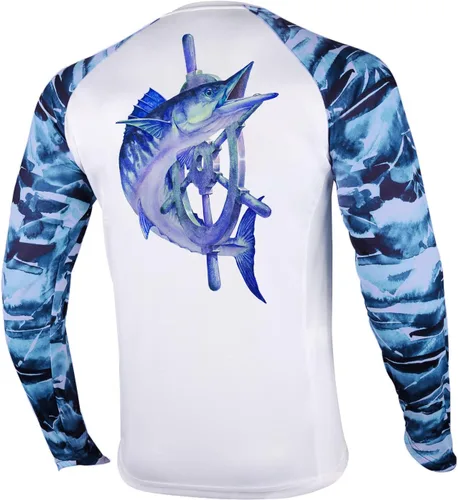 Miniatura 32 de Palmyth - Camiseta de pesca para hombre, con manga larga, protección solar ultravioleta FPU 50+, con bolsillo