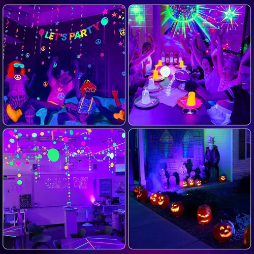 Miniatura 4 de Barra de luz LED negra de 38 W, barras de luz negra con enchufe e interruptor, área de 22 x 22 pies para fiesta brillante, fiestas de Halloween