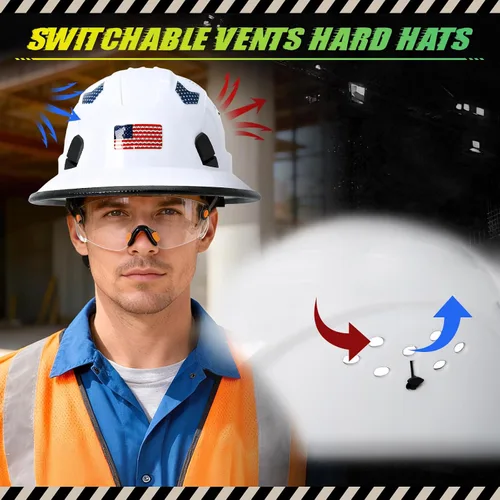 Miniatura 4 de Cascos De Construcción de ala completa Cascos de seguridad aprobados por OSHA con visera transparente - Casco de seguridad de construcción ventilado