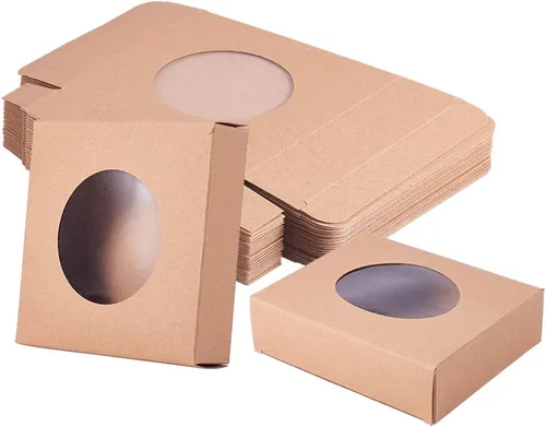 Miniatura 43 de BENECREAT Paquete de 30 cajas rectangulares de papel kraft marrón de 3.3 x 2.3 x 1 pulgadas con ventana transparente para regalos de boda, fiesta