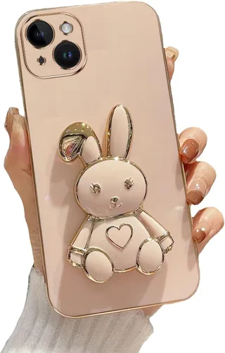Miniatura 29 de Estuche con soporte de conejo de corazón para Xiaomi Redmi Note 10S, galvanizado suave TPU protector delgado a prueba de golpes con lindo conejito