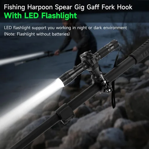 Miniatura 6 de SAN LIKE Arpón de Pesca Lanza Gaff Gig Gaff Horquilla Gancho para Rana Sapo Caña Ranas Toro Bufo Platija Pez de Hielo Topo Herramienta de Remoción