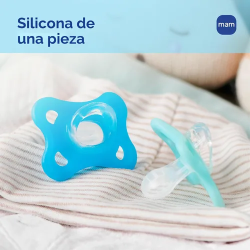 Miniatura 8 de MAM Chupetes cómodos para bebé, ligeros de una sola pieza de silicona completa para recién nacidos de 0 a 3 meses, pezón sin BPA, chupete fácil