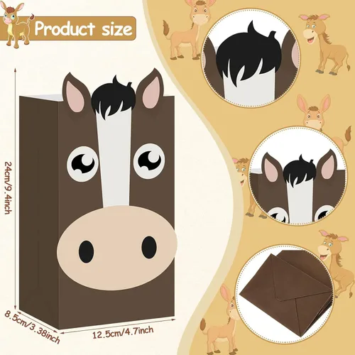 Miniatura 2 de 24 bolsas de fiesta de caballo, bolsas de regalo de caballo, bolsas de golosinas para caballos, bolsas de golosinas para fiesta de caballos, bolsas