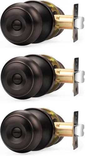 Miniatura 22 de Probrico - Perillas de puerta de negro mate, manijas de puerta con cerradura y perilla, manijas de puerta interior sin llave para baño y dormitorio