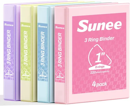 SUNEE Carpeta de 3 anillos de 1 pulgada con anillo en D, carpeta de vista clara de tres anillas sin PVC (se ajusta a 8.5 x 11 pulgadas) para