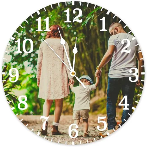 Miniatura 2 de Reloj de madera redondo personalizado para colgar con foto, imagen, texto, logotipo, regalo para familiares, amigos, granja, arte de pared, rústico