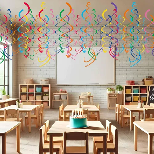 Miniatura 8 de HonuGoGo Juego de 48 piezas de remolinos de papel multicolor – Remolinos colgantes para fiesta de cumpleaños, baby shower, boda y decoración