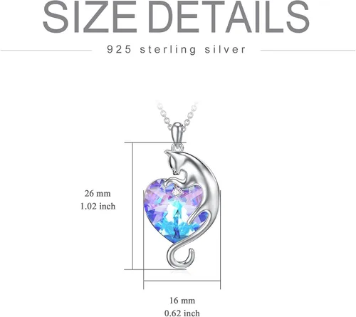 Miniatura 4 de AOBOCO Cat Necklace for Women 925 Sterling Silver Cat Pendant Necklace Embellished with Crystals from Austria, Mother's Day Cat Jewelry Gifts for