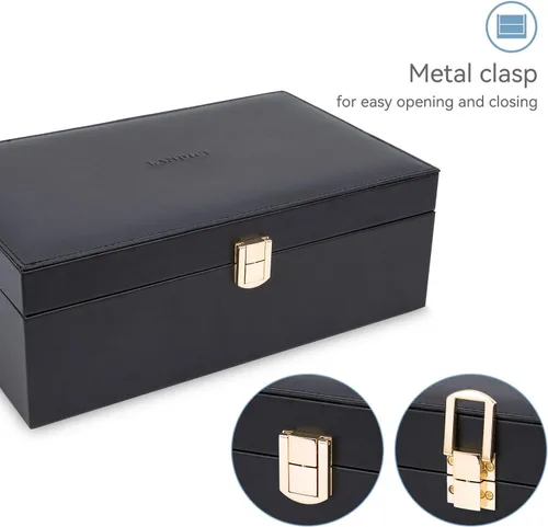 Miniatura 5 de LANDICI Joyero organizador para mujeres y niñas estuche grande de 2 capas para hombres con bandeja extraíble soporte de almacenamiento de joyas