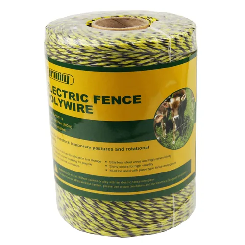 Carrete de alambre para valla eléctrica portátil Farmily; fácil de instalar, reparar, cortar y enrollar, Amarillo y negro