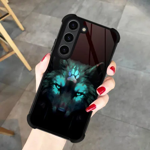 Miniatura 7 de CARLOCA Funda compatible con Samsung Galaxy S23 Plus, diseño gráfico de identidad negro espiritual lobo, a prueba de golpes, antiarañazos