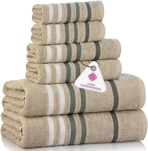 Miniatura 97 de CASA COPENHAGEN Solitaire Juego de 6 toallas - Negro, 600 GSM 2 toallas de baño 2 toallas de mano 2 toallitas, diseñadas en Dinamarca, hechas