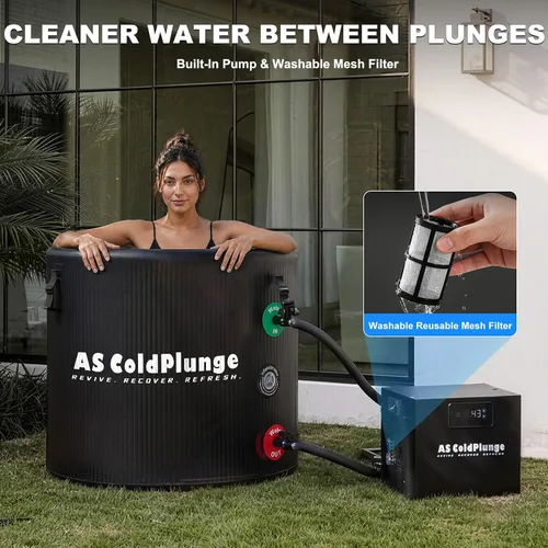 Miniatura 4 de AS ColdPlunge Kit de bañera de hielo y enfriador de inmersión en frío, enfriador de baño de hielo de 1/3 HP con bomba y filtro integrados, XL de 120