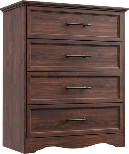 Miniatura 9 de YANSNWO Cómoda de Granja Negra para Dormitorio, Moderna Cómoda de 6 Cajones, Cómoda Alta de 44" con Manijas de Metal Cepillado, Organizadores