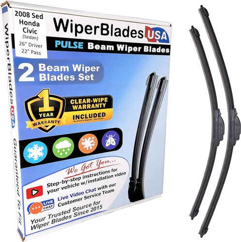 Miniatura 154 de WiperBladesUSA Juego de escobillas limpiaparabrisas con garantía de 1 año, compatible con limpiaparabrisas Honda Civic 1984 CRX (Juego de 2)