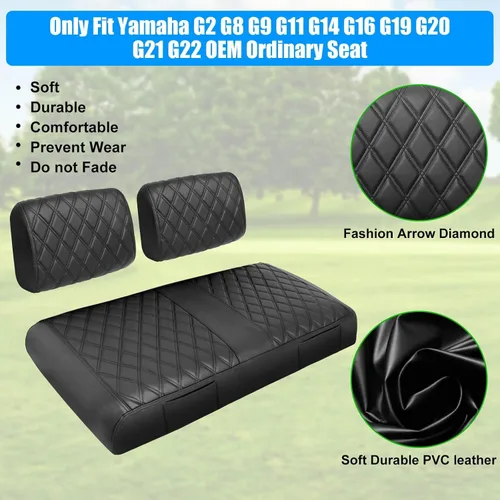 Miniatura 7 de Cubiertas de asiento para carritos de golf LEAPGOMAX delanteras para carritos de golf Yamaha G2 G8 G9 G11 G14 G16 G19 G20 G22 hechas de cuero marino
