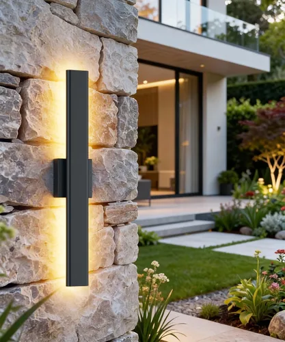 Miniatura 9 de Aipsun Aplique de pared negro para exteriores, 3000 K, 4000 K, 6000 K, 23.6 pulgadas, luz exterior moderna de 23.6 pulgadas, 1 paquete, luz de pared