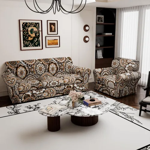 Miniatura 9 de Fundas elásticas para silla, fundas elásticas para sillón de 2 piezas, fundas de sofá lavables con diseño floral para sillón, protector de muebles