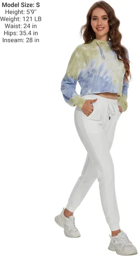 Miniatura 2 de SPECIALMAGIC Pantalones deportivos de algodón para mujer con bolsillos y cordón de ajuste casual