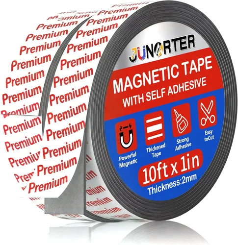 Miniatura 11 de Rollo de cinta magnética, tiras magnéticas, 1 rollo (15 pies x 1/2 pulgadas), tiras magnéticas adhesivas con respaldo adhesivo, tiras magnéticas