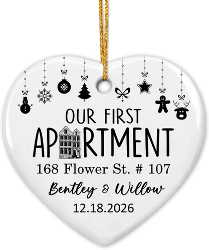 Miniatura 22 de Adorno de cerámica personalizado para la primera Navidad, nombres personalizados para parejas, regalo de primer adorno de Navidad para recién