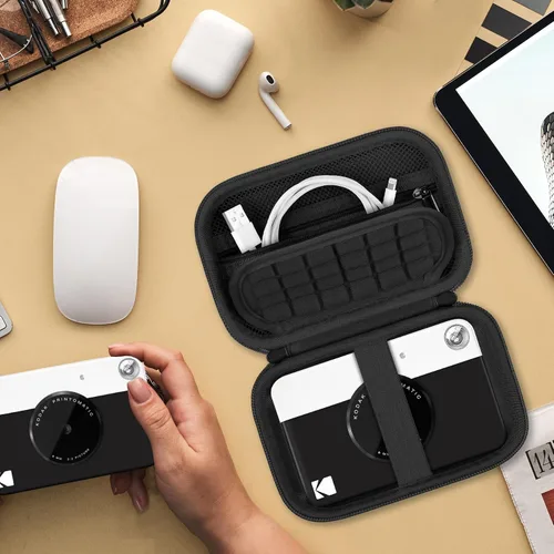 Miniatura 7 de Estuche rígido de viaje para cámara digital Kodak Printomatic a todo color, funda protectora con bolsillo de malla para cable USB, papel Negro