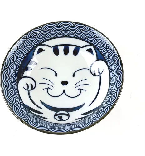 Miniatura 5 de JapanBargain 4694 - Juego de 2 cuencos de sopa y cucharas japonesas grandes de porcelana japonesa, cuencos de ramen con patrón de gato de la suerte