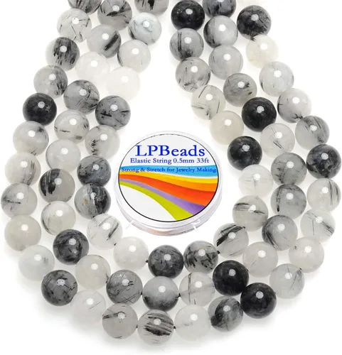Miniatura 17 de LPBeads 100 piezas de cuentas sueltas de jade blanco natural pulido de 8 mm y redondo con cordón elástico para hacer joyas y pulseras Jade blanco