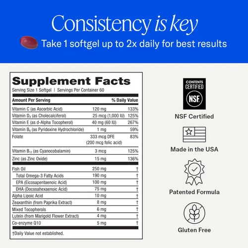 Miniatura 6 de eyepromise restaurar Suplemento – Complete macular Salud Fórmula con Zeaxanthin & Lutein para ocular Nutrición Omega 3 Supplement for Aging Eyes