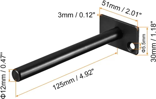 Miniatura 2 de uxcell Soportes para estantes, 2 piezas de 5 pulgadas, soporte flotante oculto de metal, soportes redondos invisibles, para estantes de madera