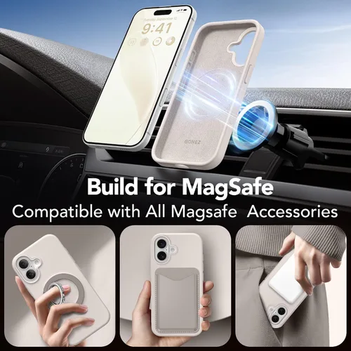 Miniatura 709 de GONEZ Funda de silicona para iPhone 15 Pro Max, compatible con Magsafe, protector de cámara + protector de pantalla, forro de microfibra suave
