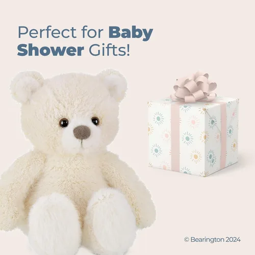 Miniatura 5 de Bearington Tucker - Oso de peluche de color blanco hueso, peluche suave de 11 pulgadas con piel desaliñada y cuerpo pesado, adorable juguete
