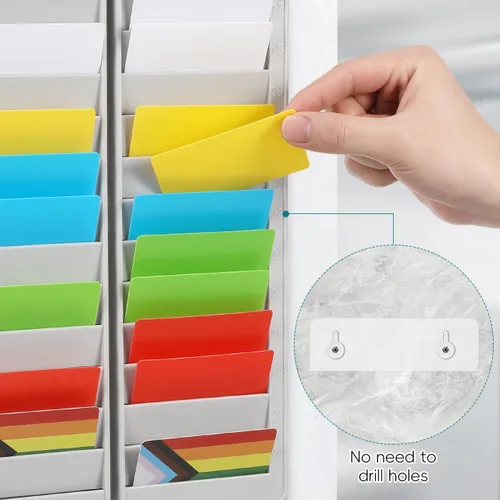 Miniatura 4 de Estante para tarjetas de 28 tiempos, soporte para tarjetas de tiempo, montado en la pared, organizador colgante para oficina, almacén, fábrica