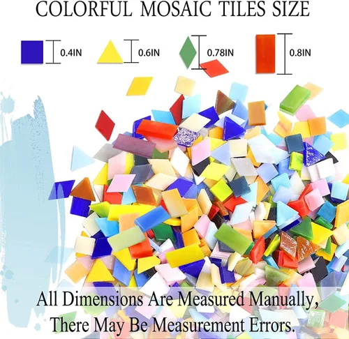 Miniatura 2 de 1100 Piezas de Azulejos de Mosaico, Azulejos de Mosaico de Vidrio para Manualidades al Por Mayor, Piezas de Vidrio de Mosaico Teñido, Suministros