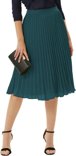 Miniatura 17 de GRACE KARIN - Falda plisada de gasa para mujer, con cintura alta y elástica, vuelo, corte acampanado y longitud por debajo de la rodilla