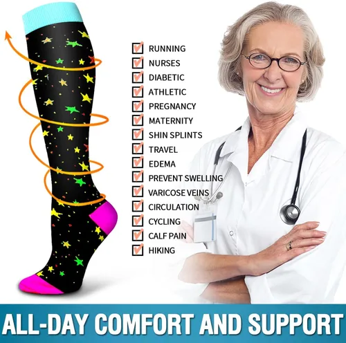 Miniatura 99 de 6 Pack Copper Compression Socks for Women and Men Circulation-Best Support for Medical, Running,Nursing,Athletic