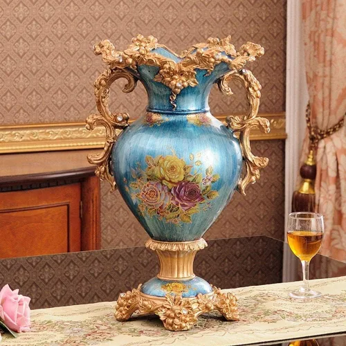 Miniatura 5 de Floreros grandes de resina retro de estilo europeo para sala de estar, comedor, centro de mesa, dormitorio, oficina, hotel, decoración del hogar